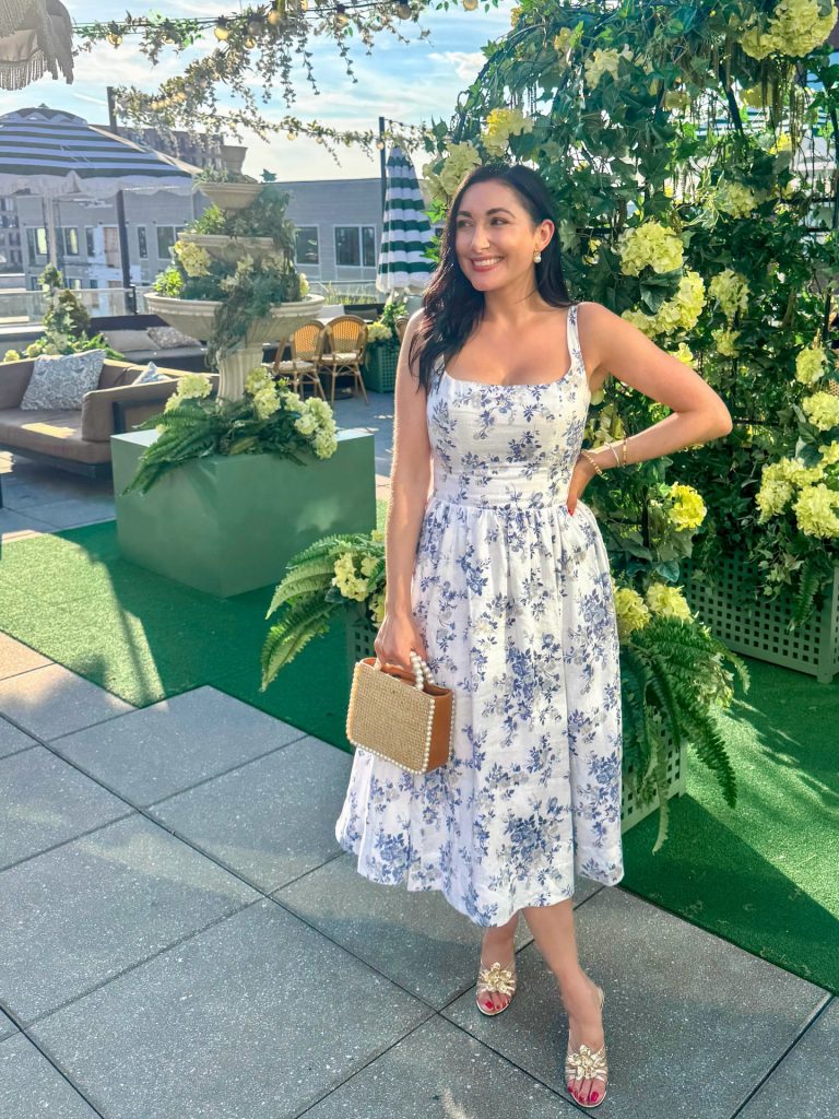 A Blue Floral Dress for Rooftop Evenings: Light, Romantic, and Easy